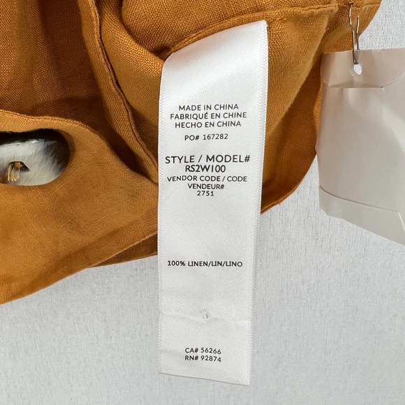 MARY LAWLESS LEE X SPLENDID Linen Top Marigold M Apron Button Front Cross back - Picture 10 of 16